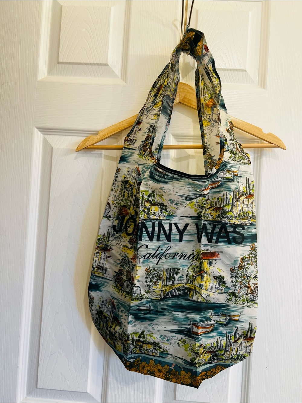 Johnny Was Coastal Printed Tote - Teal & Cream & Yellow